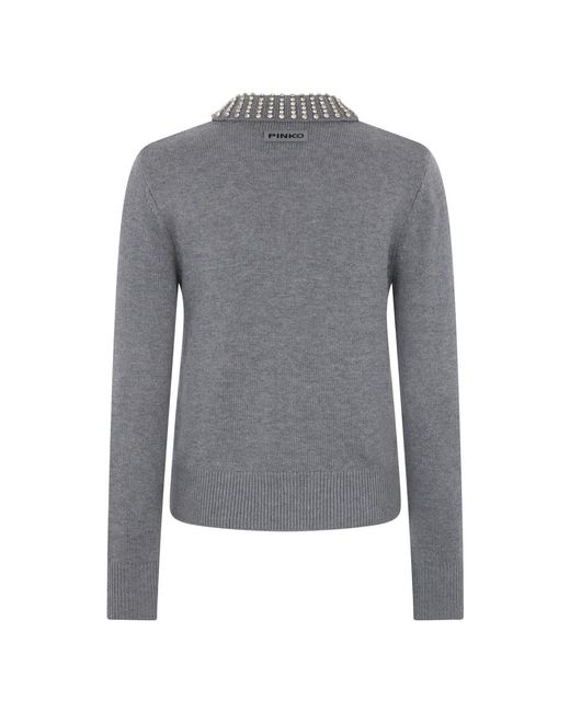 Pinko Gray Wollmischung Polo Pullover