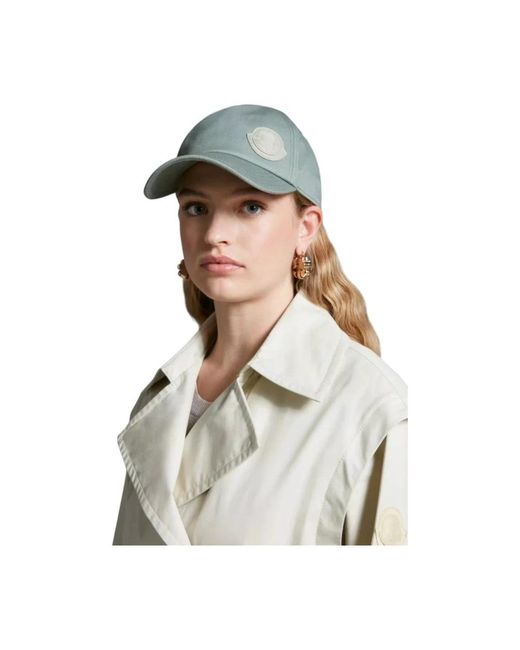 Moncler Accessoires ,Groen ,Katoen Gabardine Baseball Cap in het Green