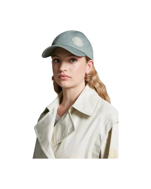 Moncler Accessoires ,Groen ,Katoen Gabardine Baseball Cap in het Green