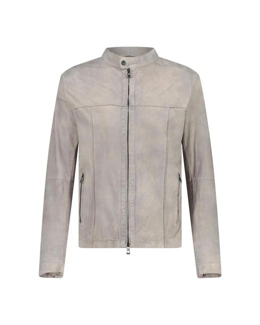 Gimo's Gray Leather Jackets for men