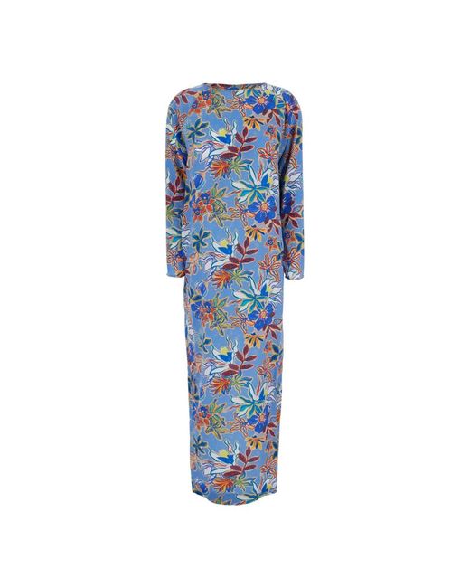 Momoní Blue Blumenmuster seidenkleid hellblau