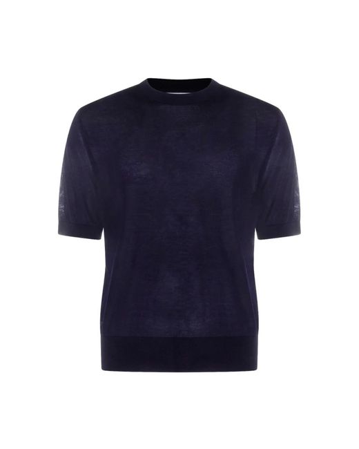 Seven Gauge Blue Round-Neck Knitwear for men
