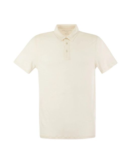 Majestic linen short sleeved polo shirt di Majestic Filatures in White da Uomo