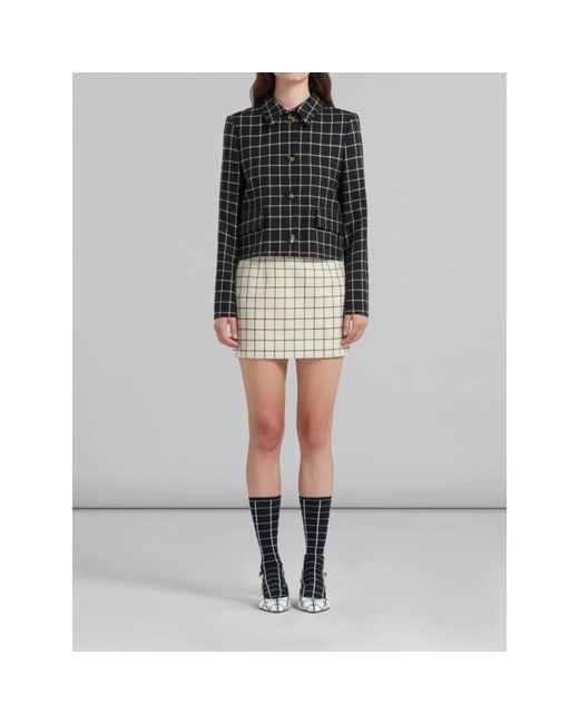 Marni Black Karierte wolljacke
