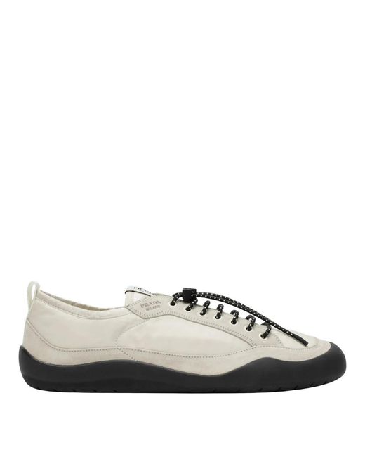 Prada Schoenen ,Wit ,Leer Leather Sneaker in het Brown voor heren