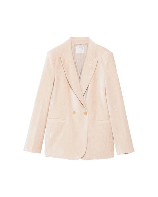 Forte Forte Double-Breasted Jas Met Reverskraag in het Natural