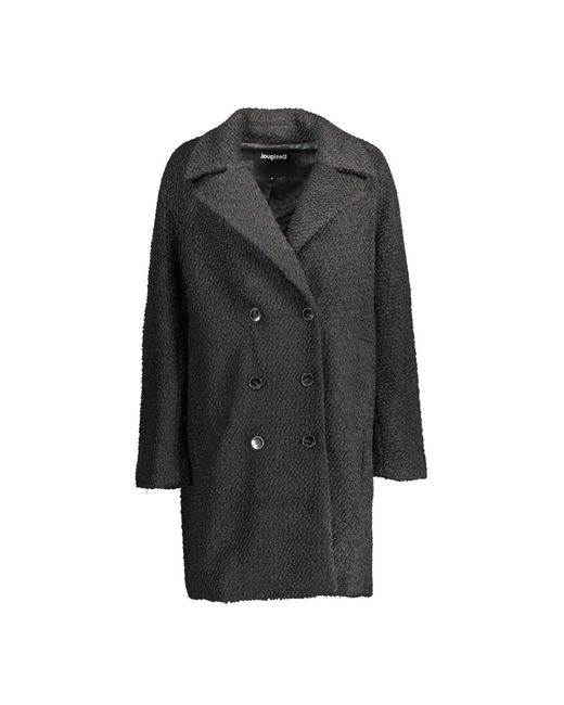 Desigual Black Double-Breasted Coats