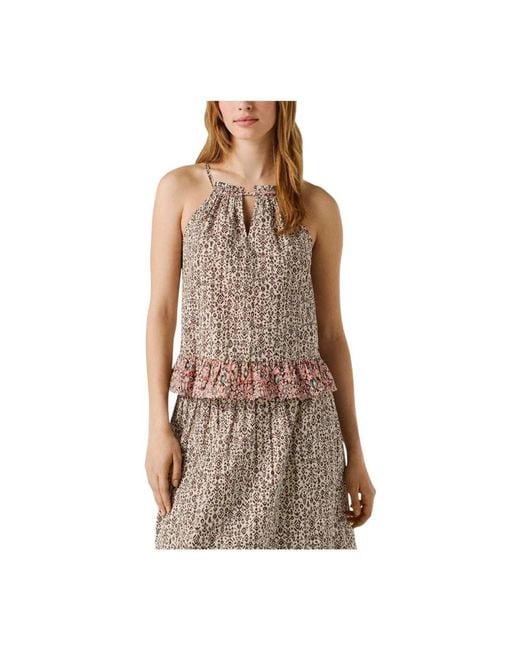 Pepe Jeans Brown Sleeveless Tops