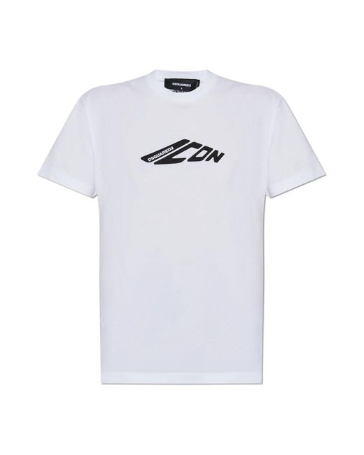 DSquared² Tops ,Wit ,Katoen T-Shirt Met Logo in het White