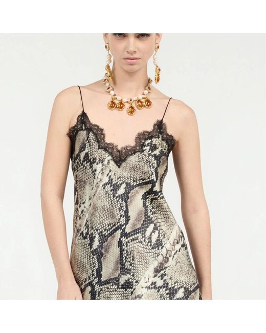 Roberto Cavalli Gray Seiden-Top Mit Python-Print