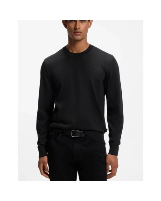HUGO Black Round-Neck Knitwear for men