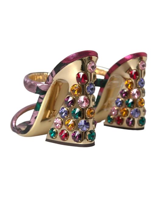 Dolce & Gabbana Multicolor Kristall jacquard absatzschuhe