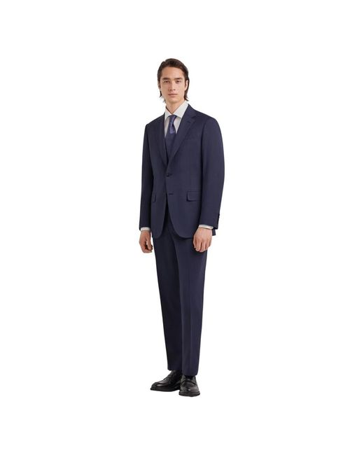 Canali Blue Single Breasted Suits for men