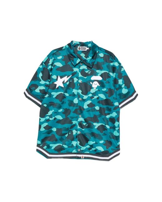 A Bathing Ape Blue Short Sleeve Shirts for men