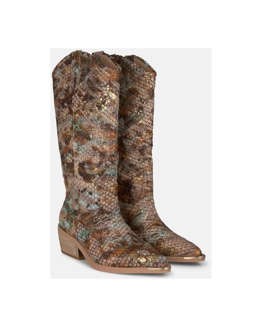 Alma En Pena. Brown Cowboy & Biker Boots