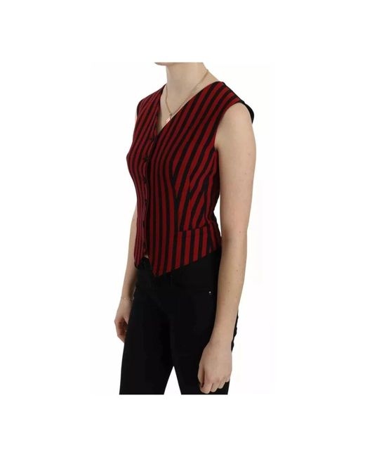 Dolce & Gabbana Red Rot schwarz gestreiftes ärmelloses weste