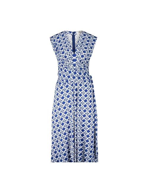 Vestido largo con diseño envoltura y estampado geométrico Diane von Furstenberg de color Blue