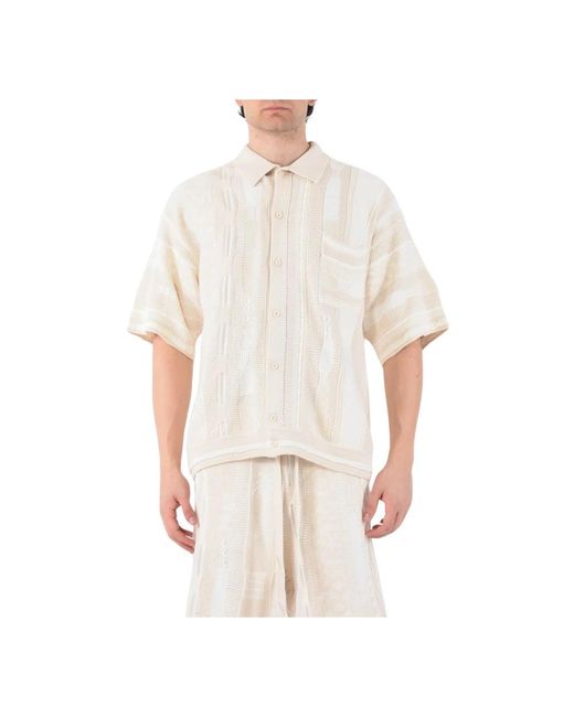 Laneus White Short Sleeve Shirts for men
