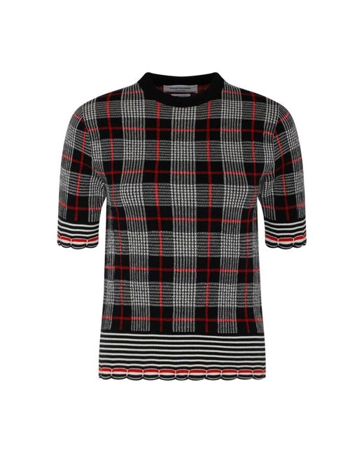 Thom Browne Black Kariertes strickoberteil