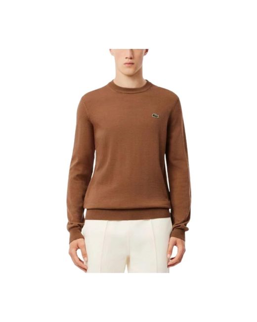 Lacoste Rundhalsausschnitt pullover in Brown für Herren