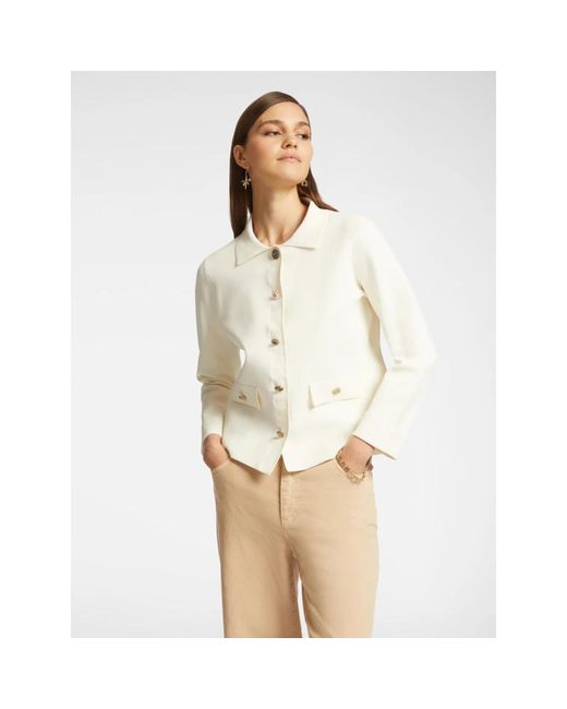 Elena Miro White Jersey Jacke Mit Knöpfen