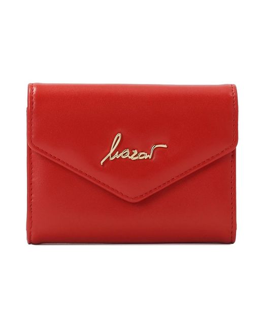 Kazar Accessoires ,Rood ,Leer Kleine Rode Portemonnee Met Gouden Logo in het Red
