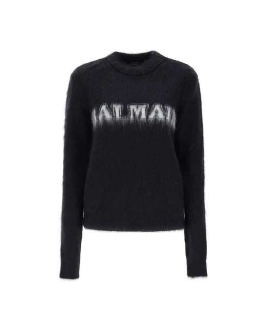 Balmain Black Round-Neck Knitwear