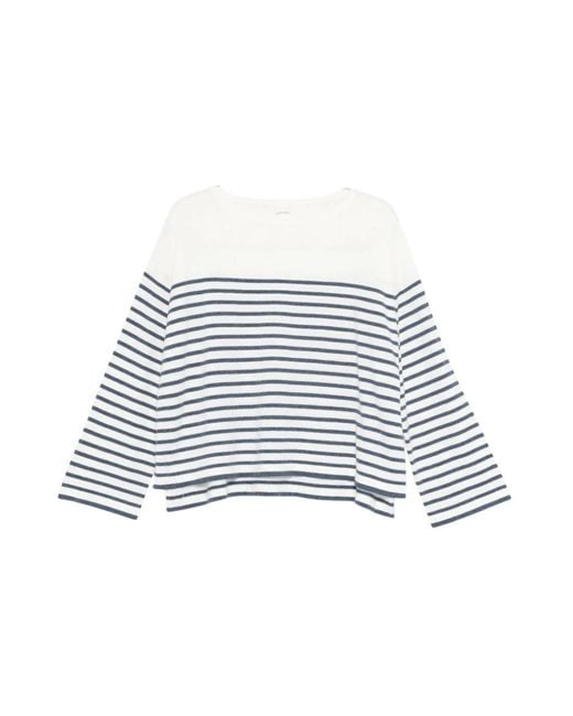 C.T.Plage White Gestreifter Pullover Mit U-Boot-Ausschnitt