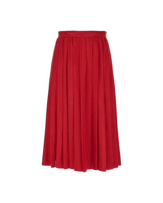 Gucci Interlocking G Chain Zijde Jacquard Midi Rok in het Red
