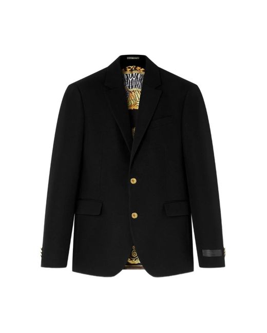 Versace Zwarte Wol Drie-Knoop Jas in het Black voor heren