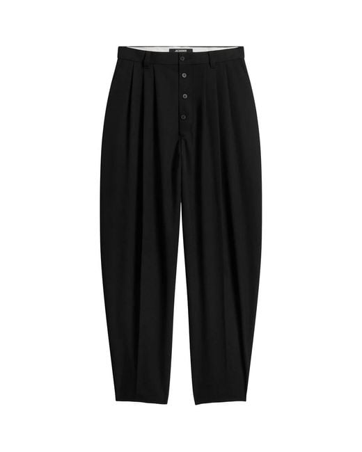 Jacquemus Black Creased Trousers for men