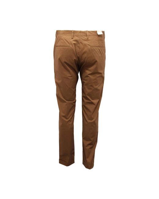 BRIGLIA Brown Slim-Fit Trousers for men