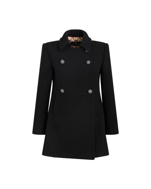 Etro Black Double-Breasted Coats