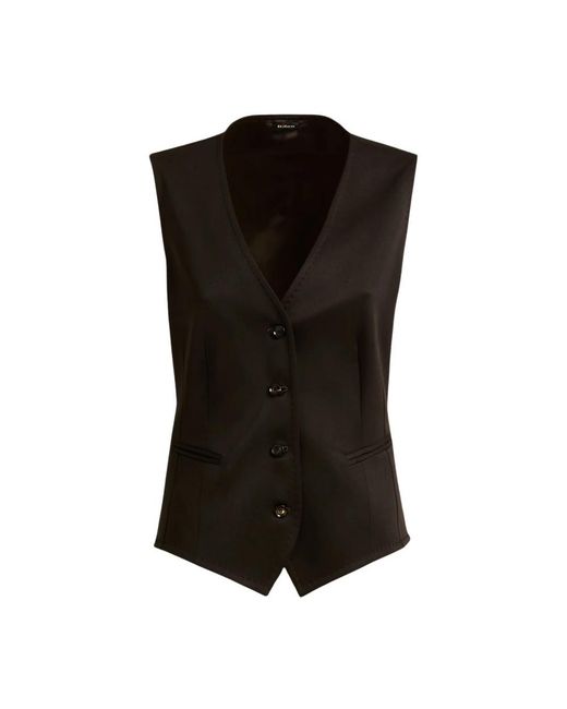 Kiton Jassen ,Zwart ,Wol Bruine Wollen Vest Met Stretch in het Black