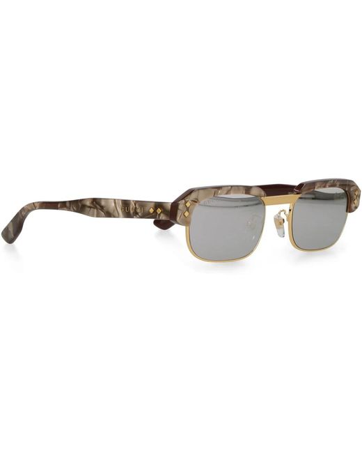 Gucci Accessoires ,Bruin ,Klassieke Rechthoekige Zonnebril in het Gray voor heren