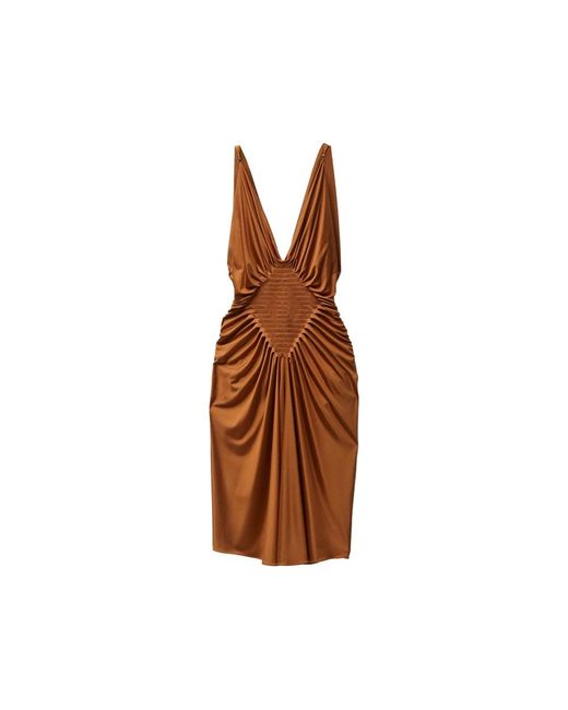 Versace Viscose-Jersey Midi Jurk in het Brown