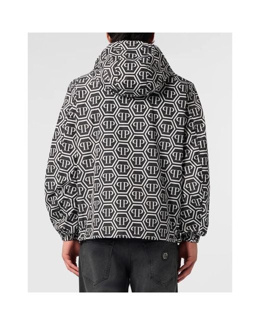Philipp Plein Nylon Jacket Monogram in het Black voor heren