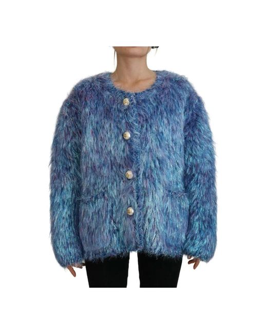 Dolce & Gabbana Blue Faux Fur & Shearling Jackets