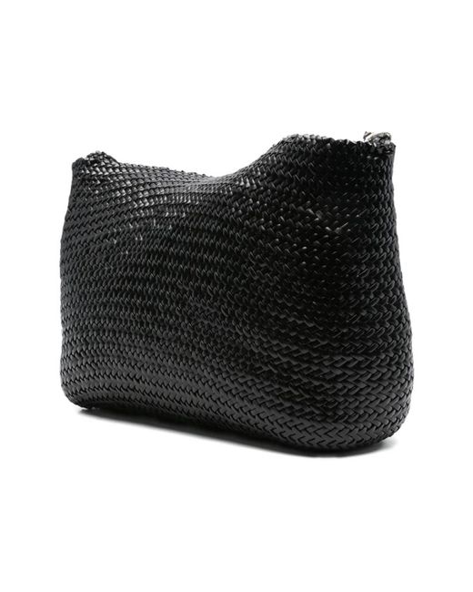Dragon Diffusion Black Schwarze Geflochtene Leder Schultertasche