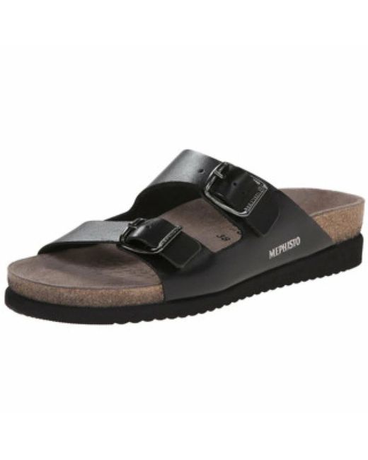Mephisto Herren Schwarze Pantoletten in Black für Herren