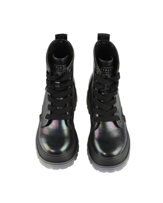 Buffalo Black Lace-Up Boots