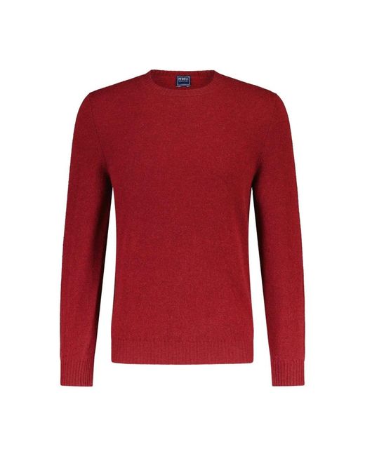 Fedeli Red Round-Neck Knitwear for men