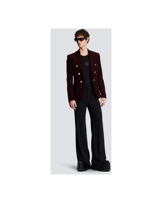 Balmain Purple Corduroy Double-breasted Blazer for men