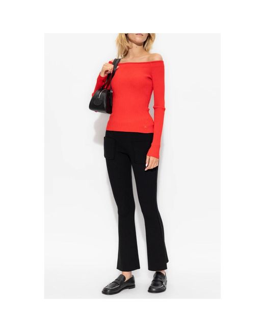 Courreges Red Geripptes Oberteil