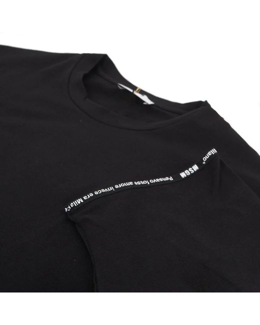 MSGM Tops ,Zwart ,Katoen Quote Crewneck T-Shirt in het Black voor heren