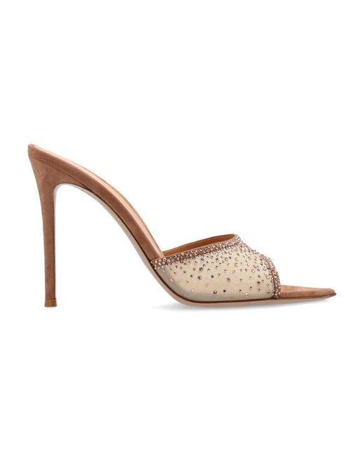 Gianvito Rossi White Heeled Mules