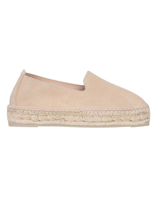 Manebí Schoenen ,Leer Champagne Espadrilles Platform Sandalen in het Natural