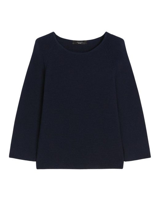 Max Mara Blue Round-Neck Knitwear