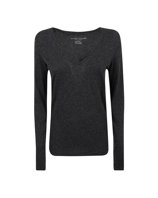 Majestic Filatures Long Sleeve Tops in het Black