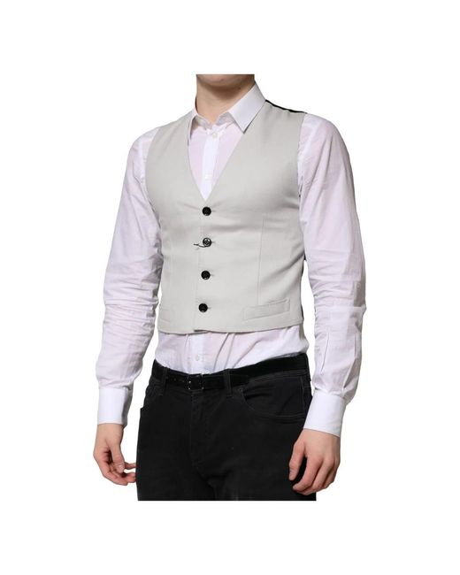 Dolce & Gabbana Jassen ,Grijs ,Wol Grijze Wol Formeel Jurk Vest in het Gray voor heren